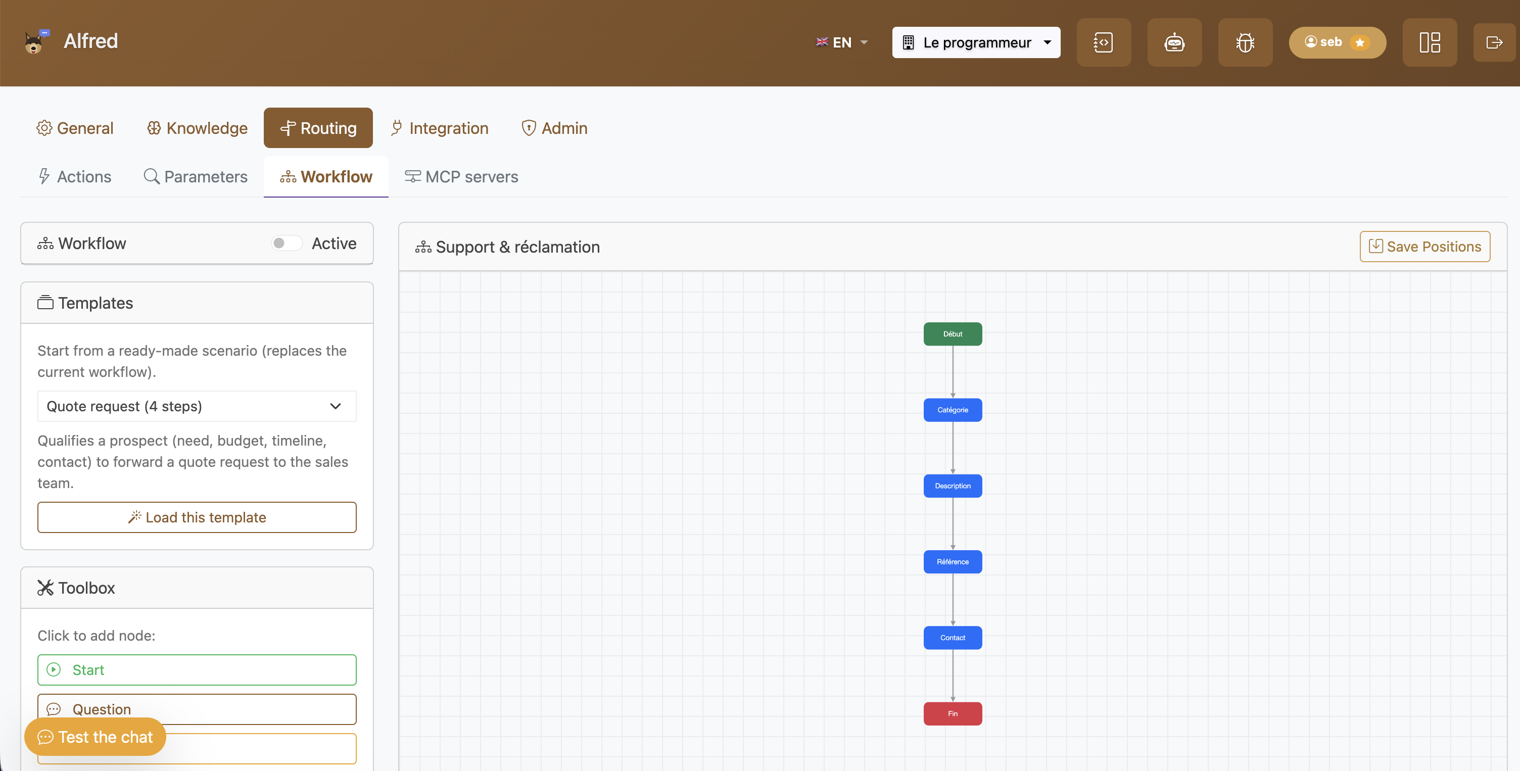 Éditeur de workflow visuel d'Alfred